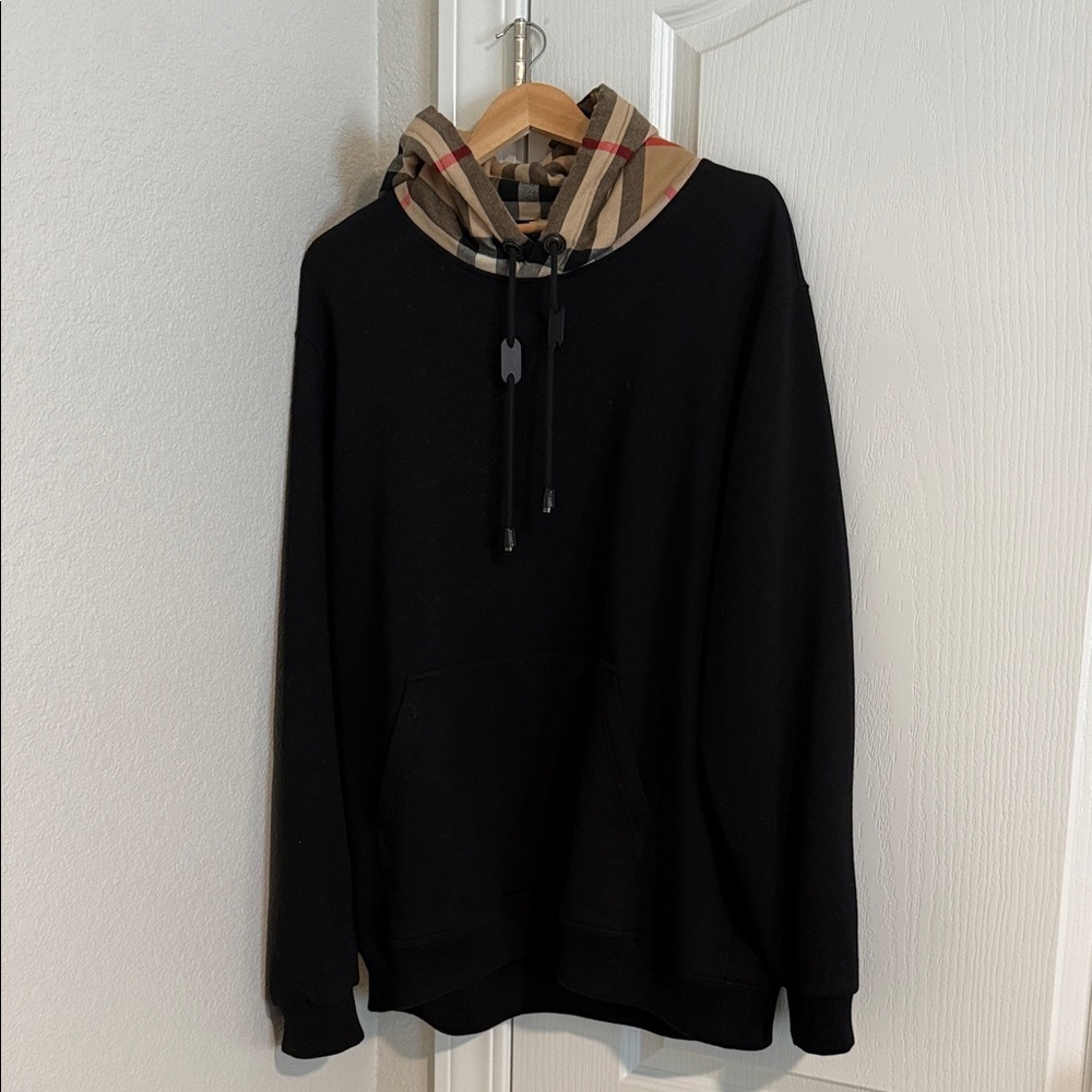 Burberry Black Hoodie with Classic Check Hood